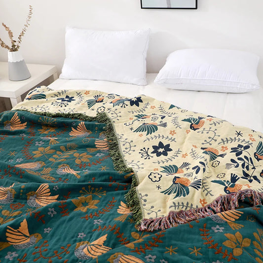 Cotton Throw - Scandi Bird