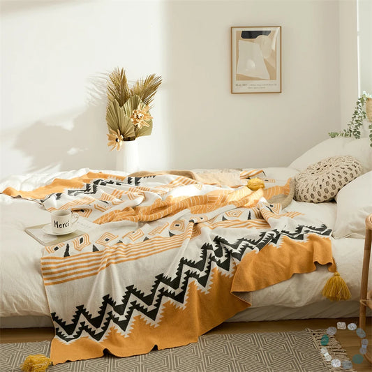 Blush Geometry Knit Throw