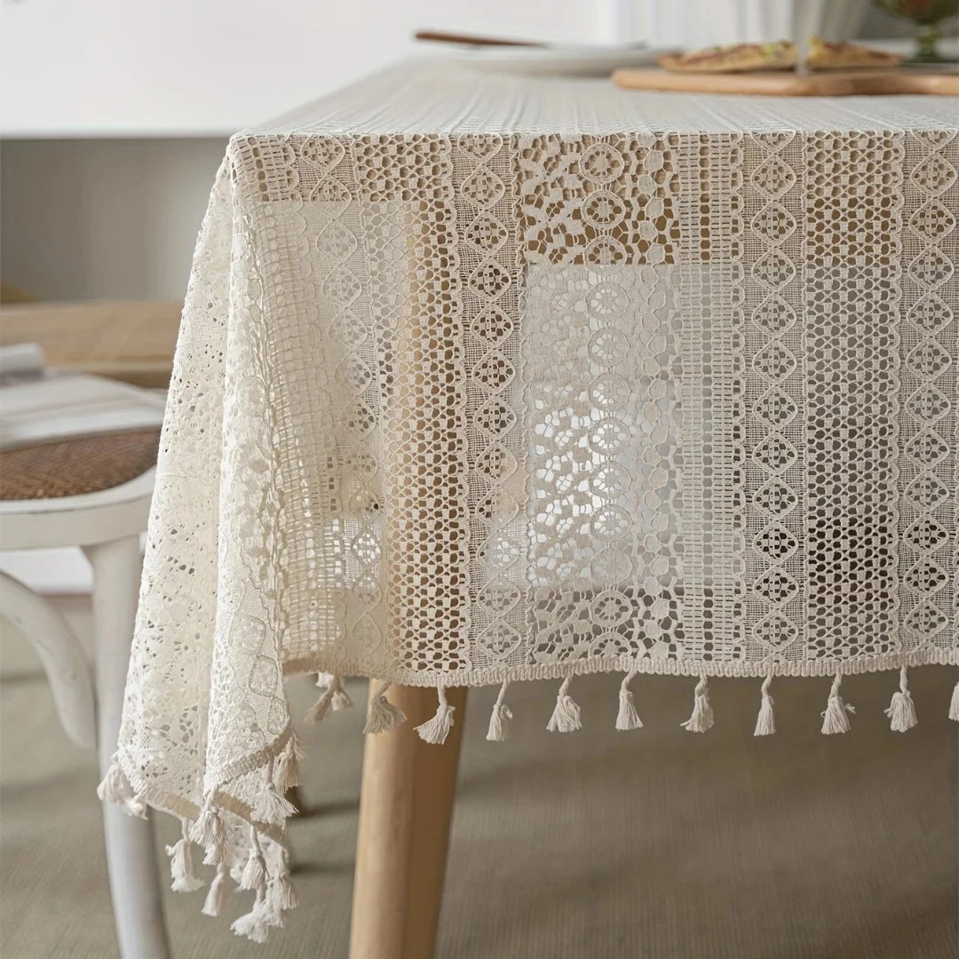 Bohemian Crochet Lace Tablecloth – Farmhouse Style