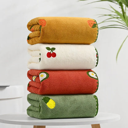 Fruit Market Embroidered Bath Towel