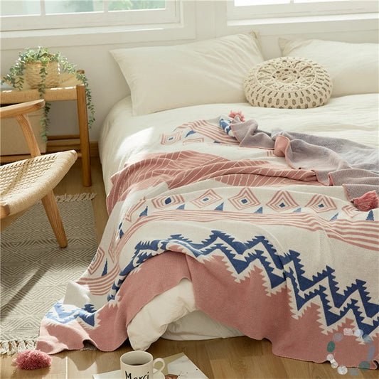 Blush Geometry Knit Throw