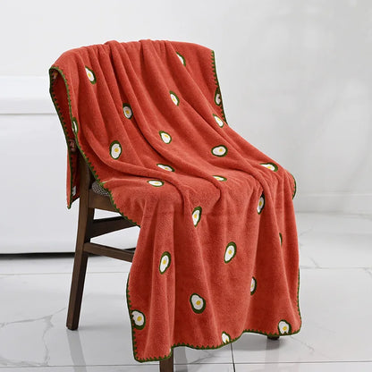 Fruit Market Embroidered Bath Towel