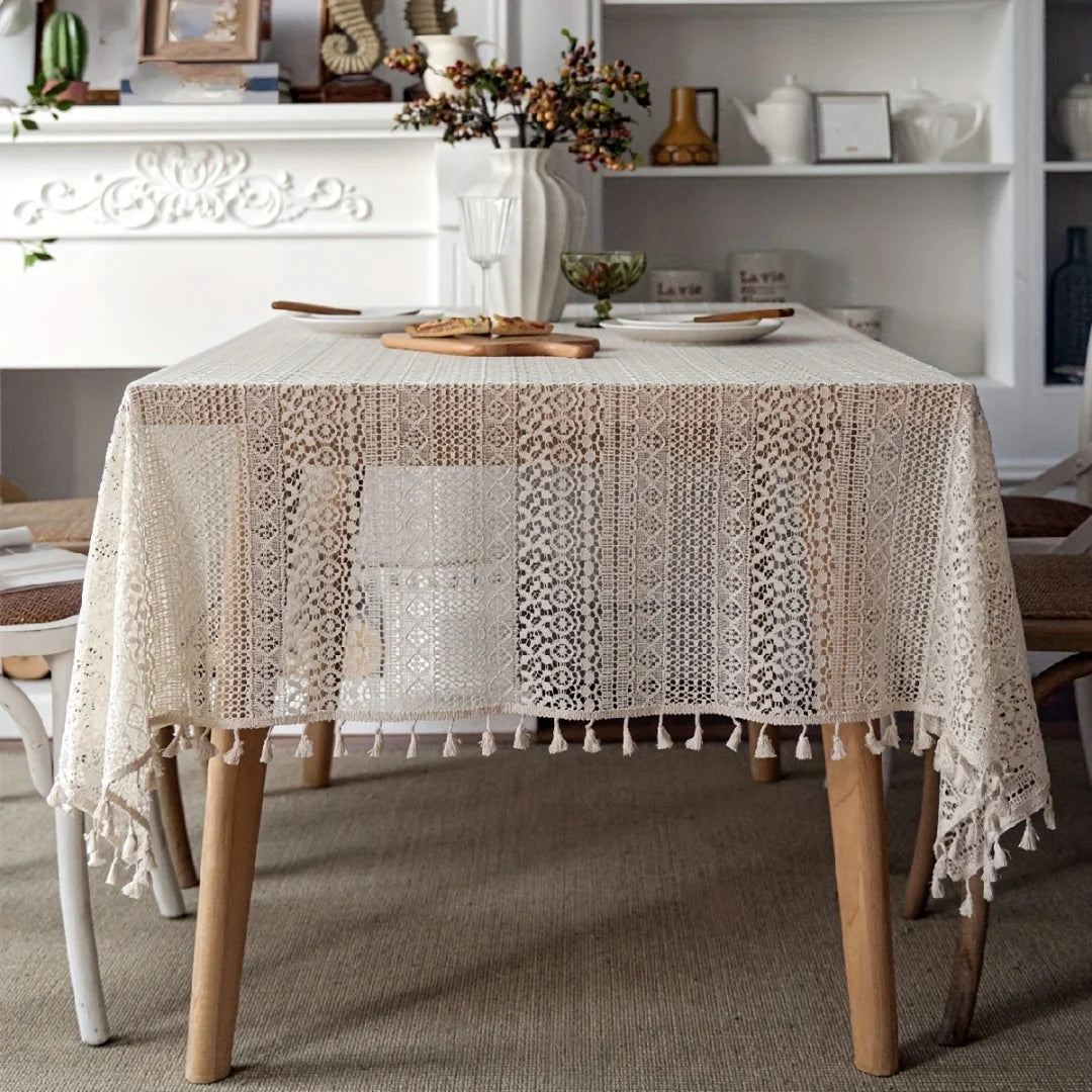 Bohemian Crochet Lace Tablecloth – Farmhouse Style