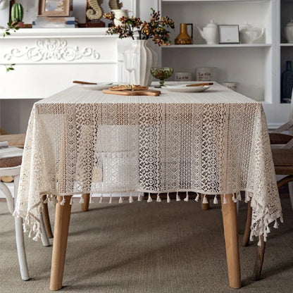 Bohemian Crochet Lace Tablecloth – Farmhouse Style
