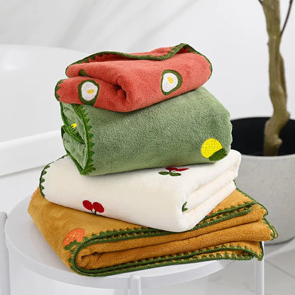 Fruit Market Embroidered Bath Towel