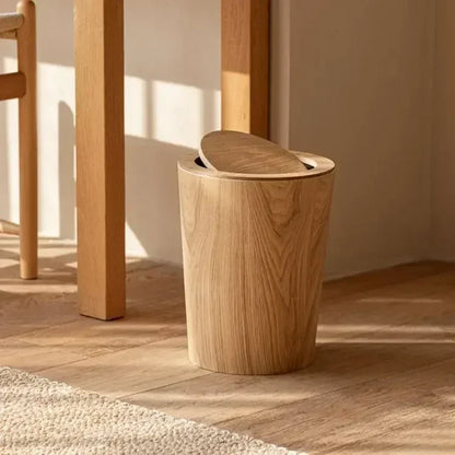 Wooden Veneer Waste Bins With Lid