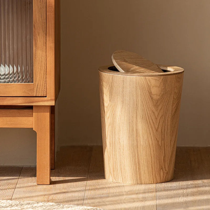 Wooden Veneer Waste Bins With Lid
