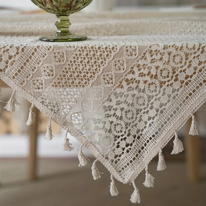 Bohemian Crochet Lace Tablecloth – Farmhouse Style