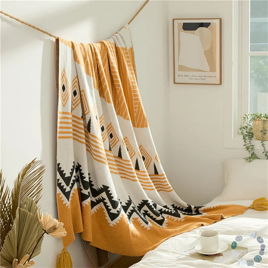Blush Geometry Knit Throw
