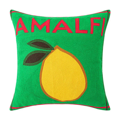 Amalfi Lemon Embroidered Pillow