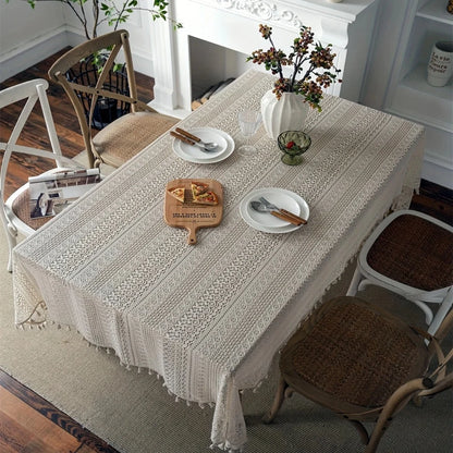 Bohemian Crochet Lace Tablecloth – Farmhouse Style