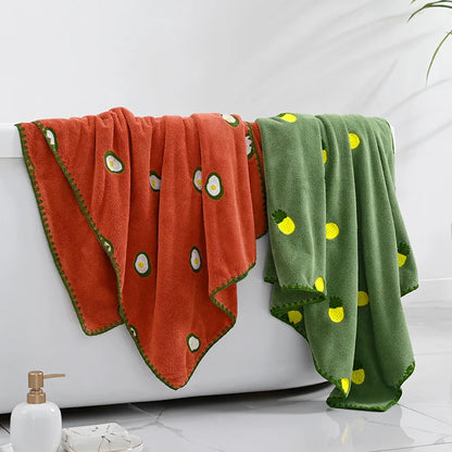 Fruit Market Embroidered Bath Towel
