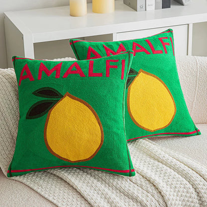 Amalfi Lemon Embroidered Pillow